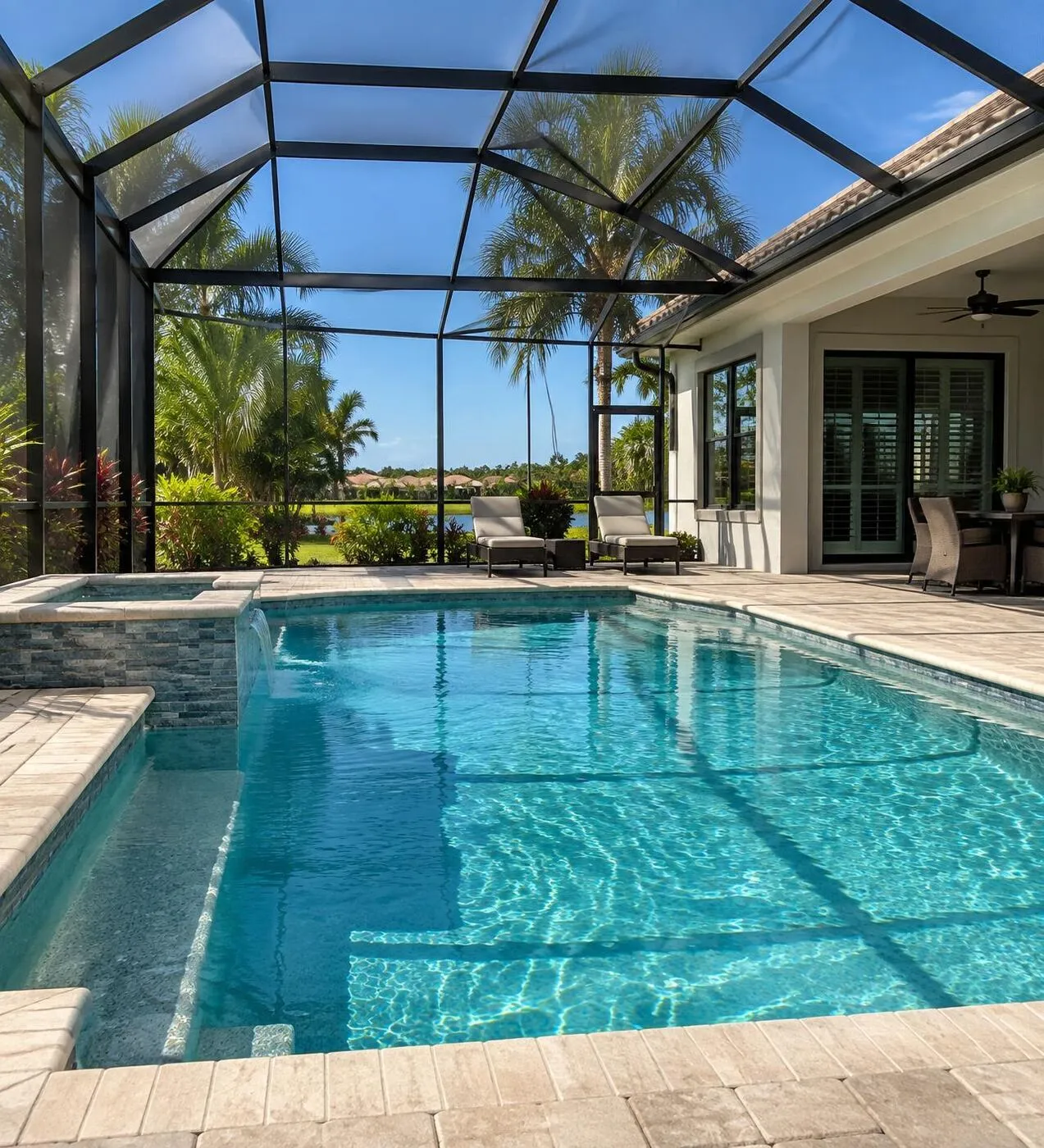 Screened pool and lanai enclosure at a Port Charlotte, FL home